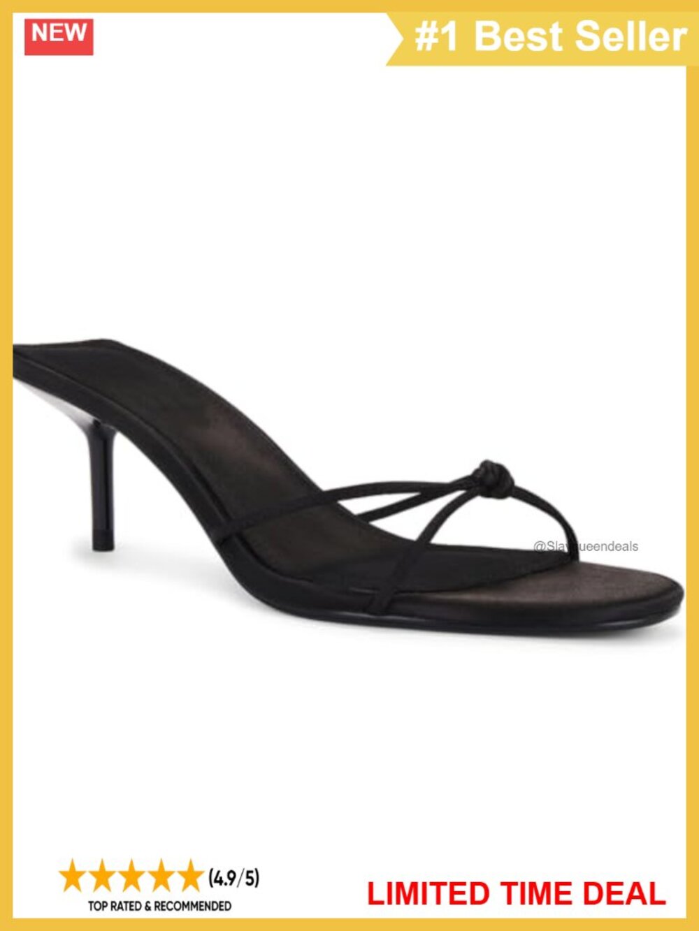 Strappy Kitten Heel Sandals Open Round Toe Slip On Mule for Women